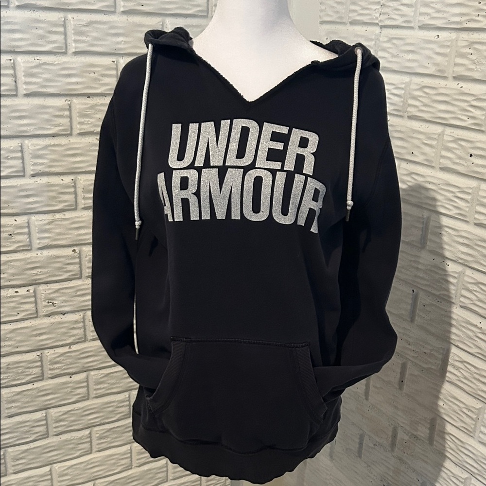 Under Armour Black Hooded Sweatshirt with White Logo